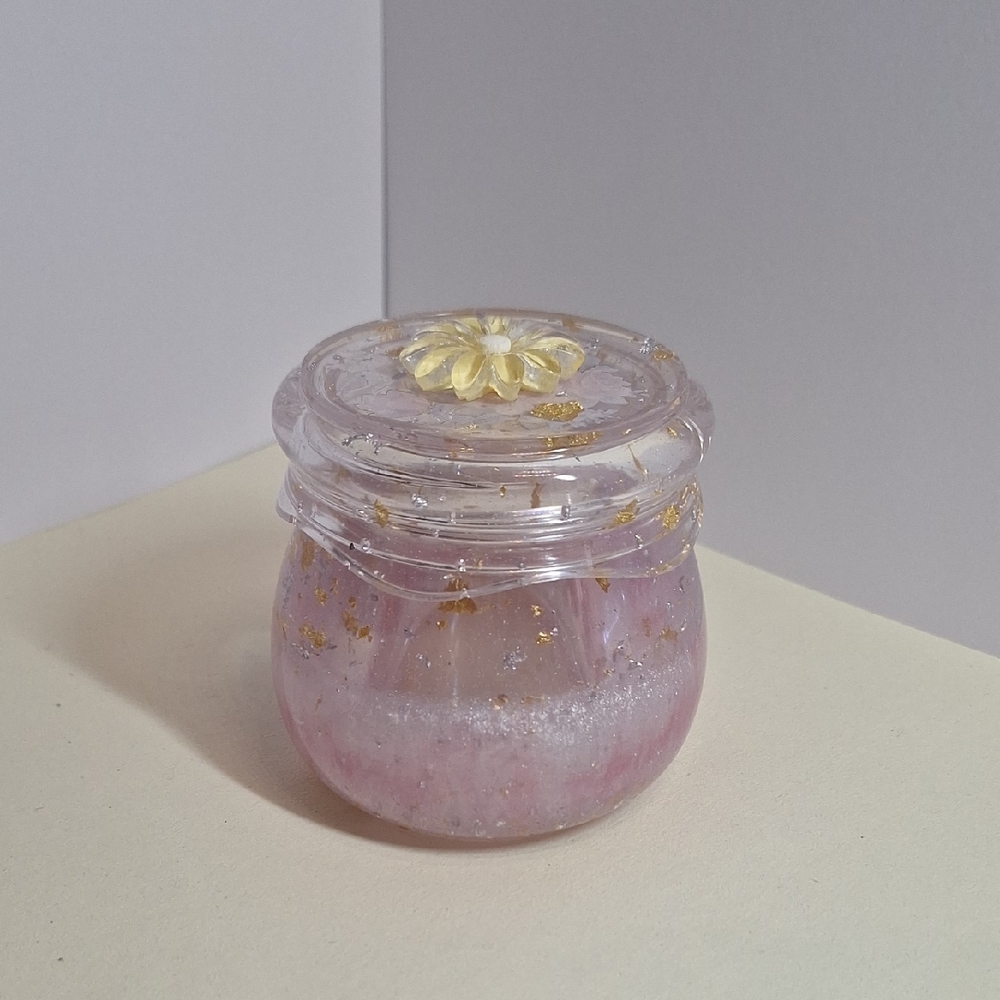 Shimmering Pink and Gold Resin Jar